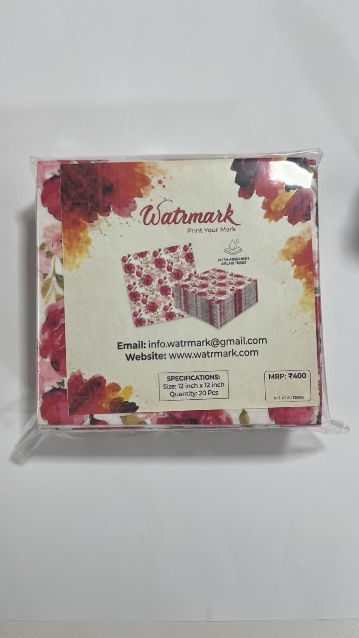 Airlaid 12×12" Floral Red Roses