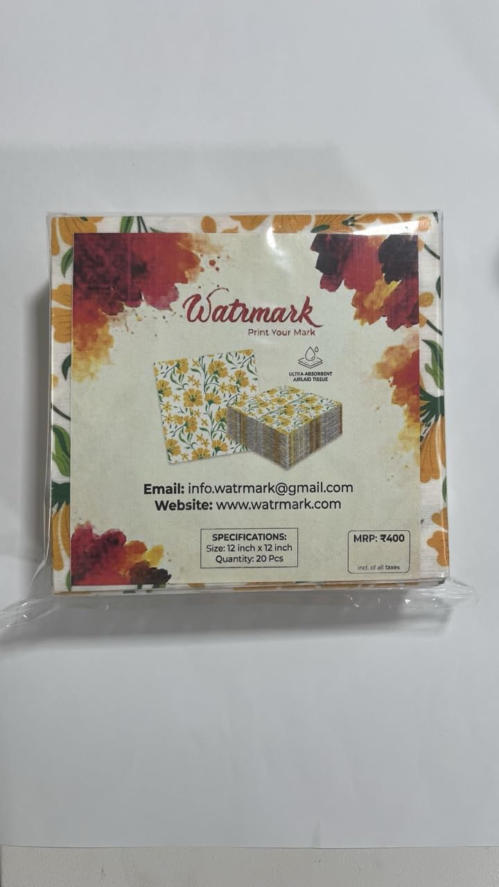 Airlaid 12×12" Yellow Mustard Floral, view 2
