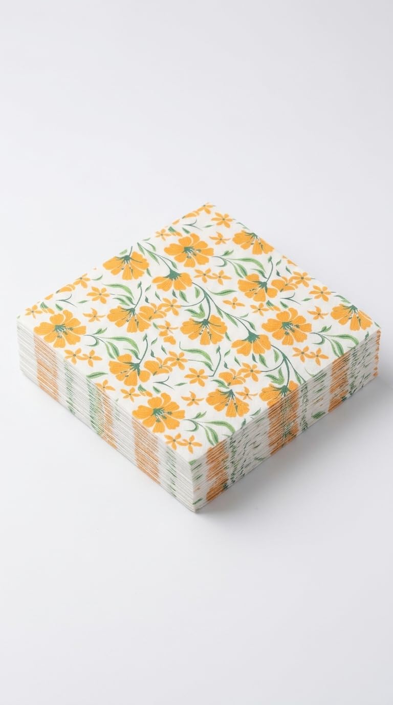 Airlaid 12×12" Yellow Mustard Floral, view 3