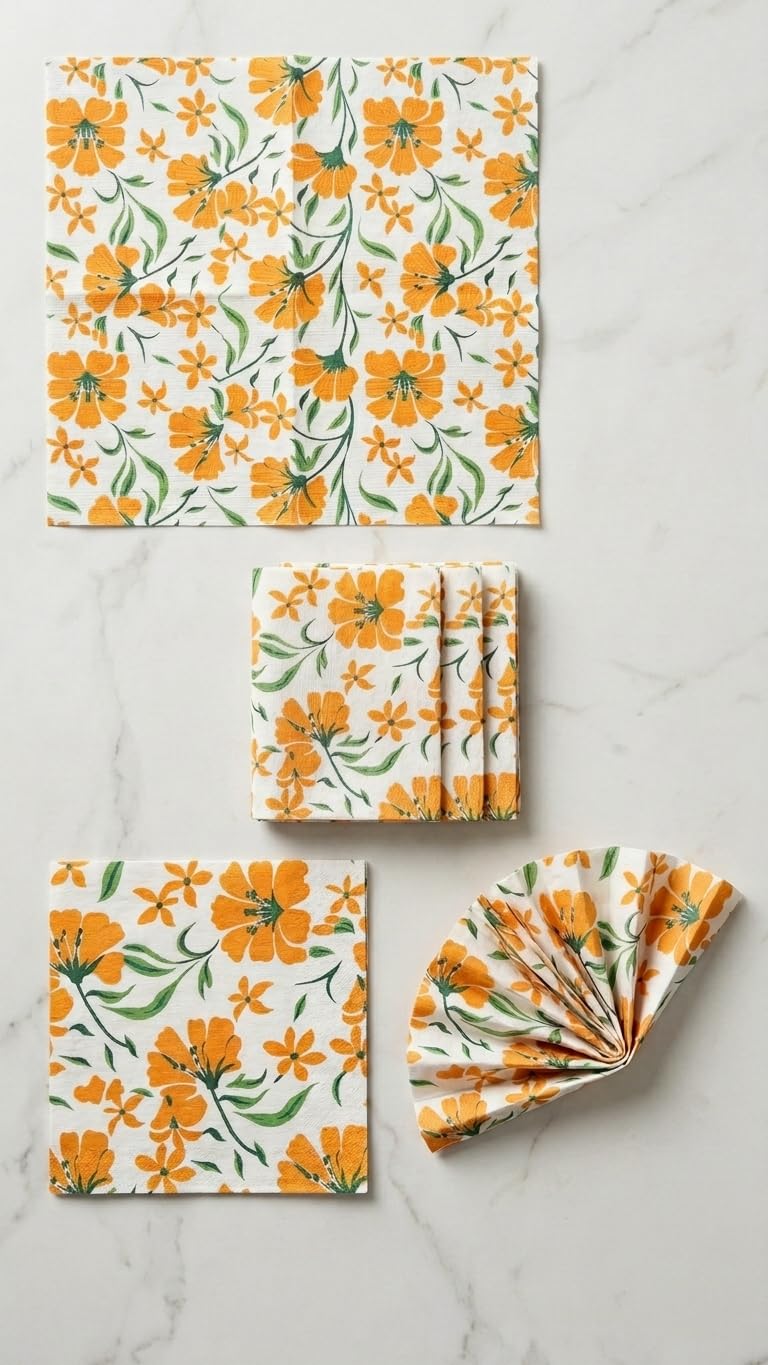 Airlaid 12×12" Yellow Mustard Floral, view 4
