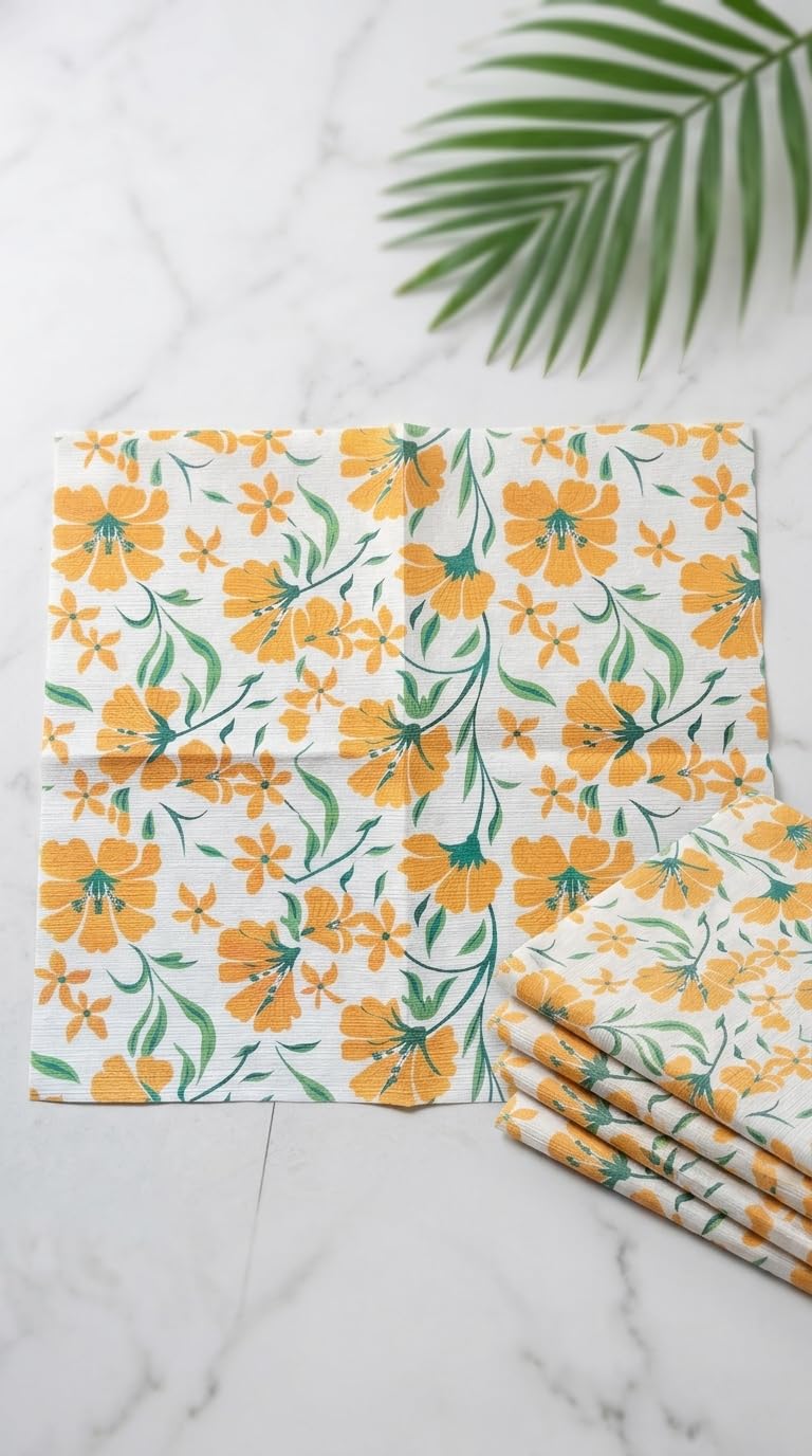 Airlaid 12×12" Yellow Mustard Floral, view 5